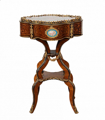 Napoleon III exotic wood, bronze and Sèvres porcelain coffee table, 19th century