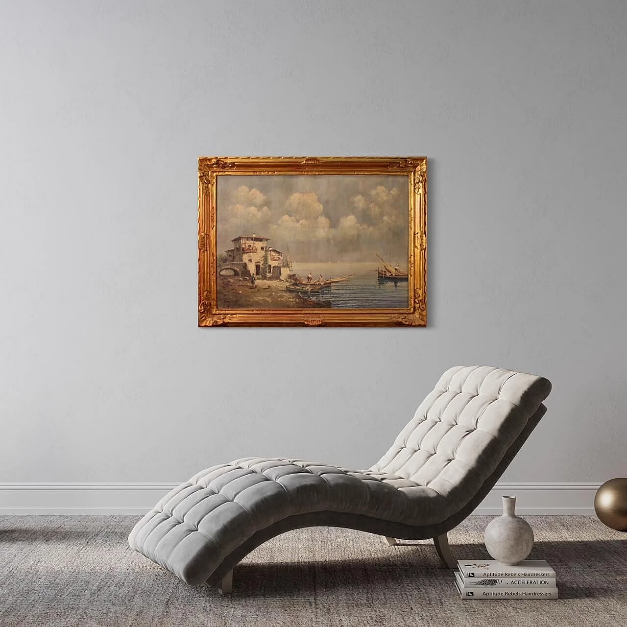 Dipinto di marina, olio su tavoletta, anni '40 15