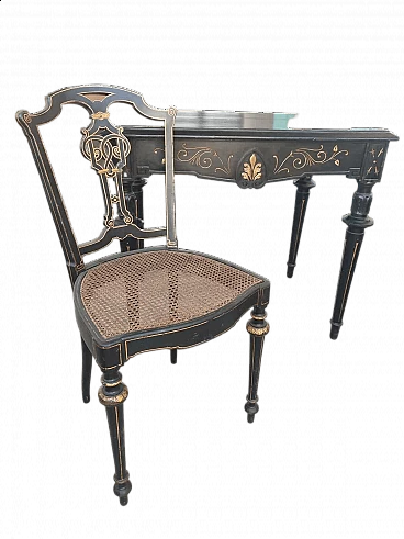 French Art Nouveau desk with pair of chairs, late 19th century