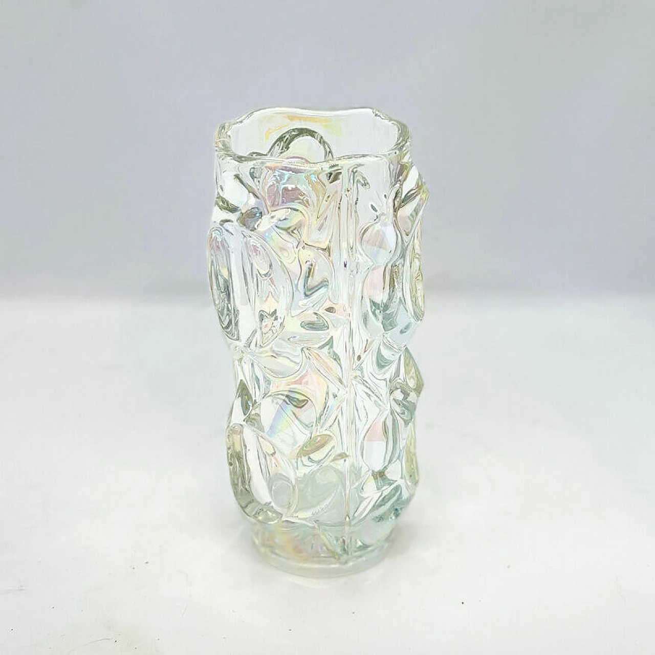 Iridescent glass vase by F. Pečeny for Unia Szklana Teplice, 1970s 4