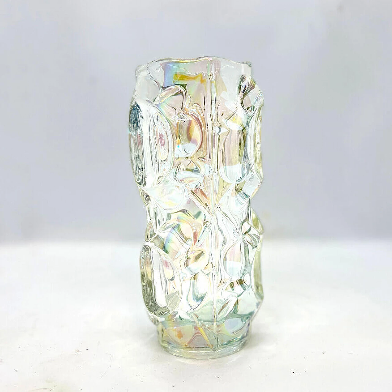 Iridescent glass vase by F. Pečeny for Unia Szklana Teplice, 1970s 9