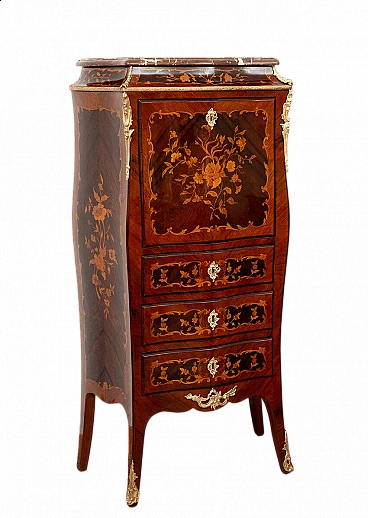 Napoleon III exotic wood and Rosso Francia marble secrétaire, 19th century