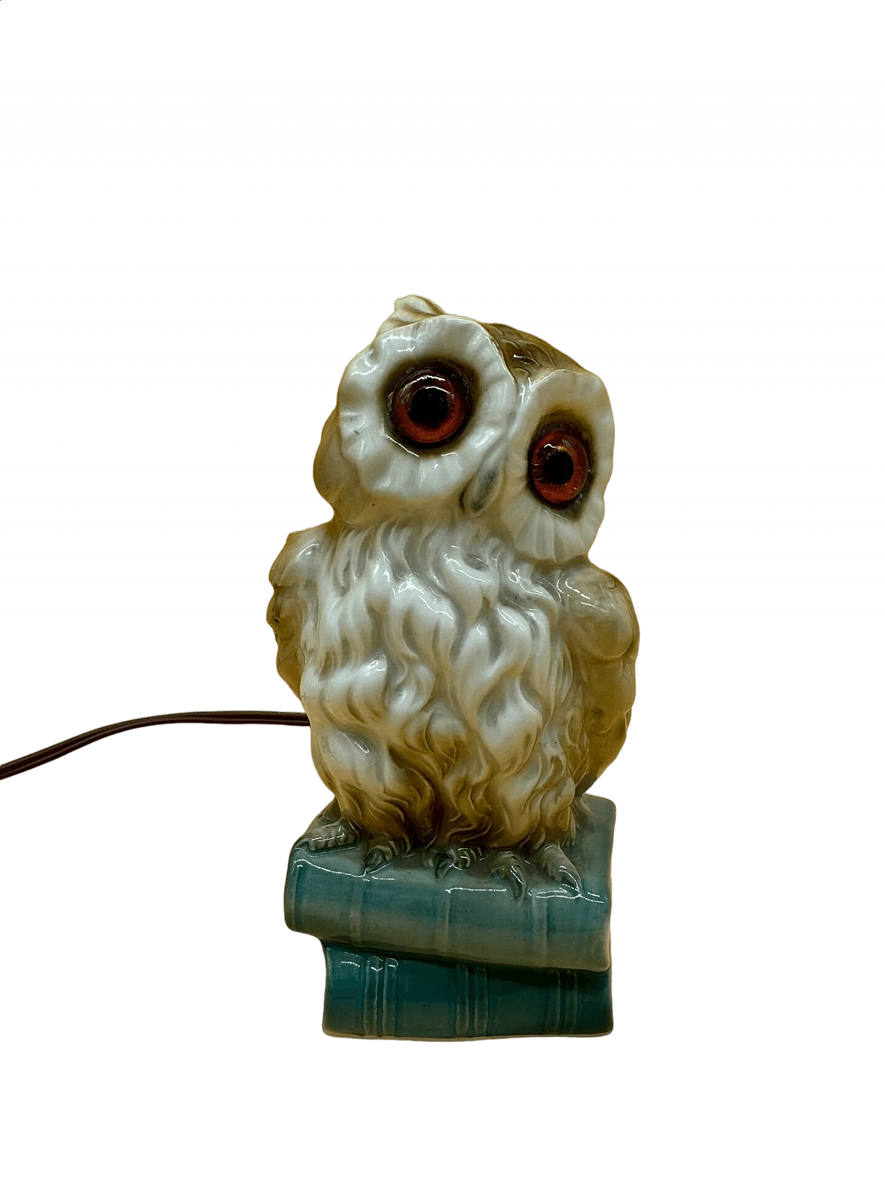 Lampada da tavolo veiusse con gufo su due libri 5