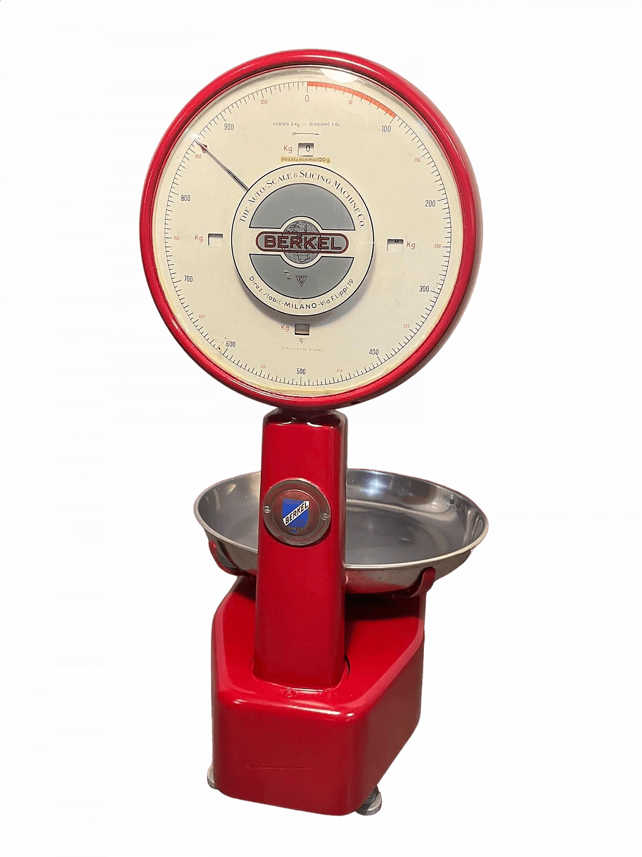 Red painted metal Berkel scale, 1960s 12