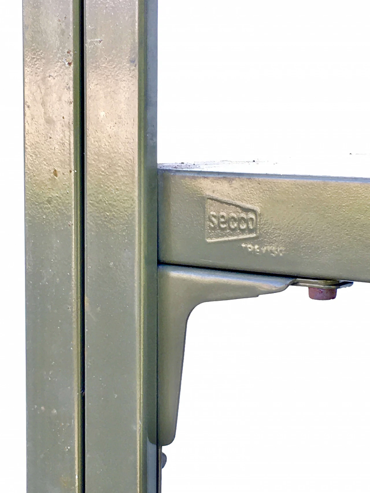 Libreria in stile industriale in acciaio verde di Secco Treviso, anni '70 2