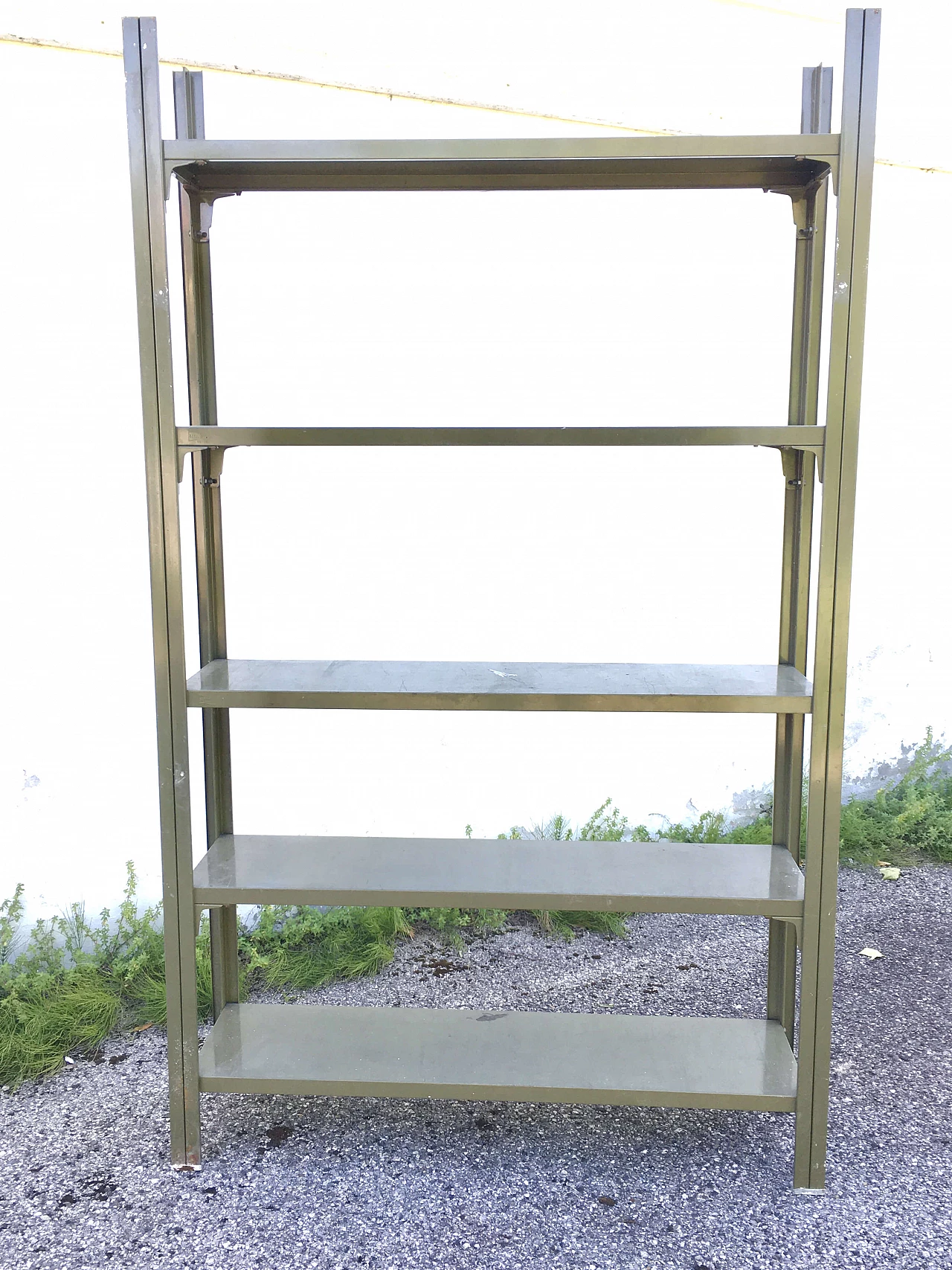 Libreria in stile industriale in acciaio verde di Secco Treviso, anni '70 3