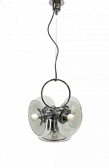 Skylab five-light Murano glass chandelier by Oscar Torlasco, 1970s