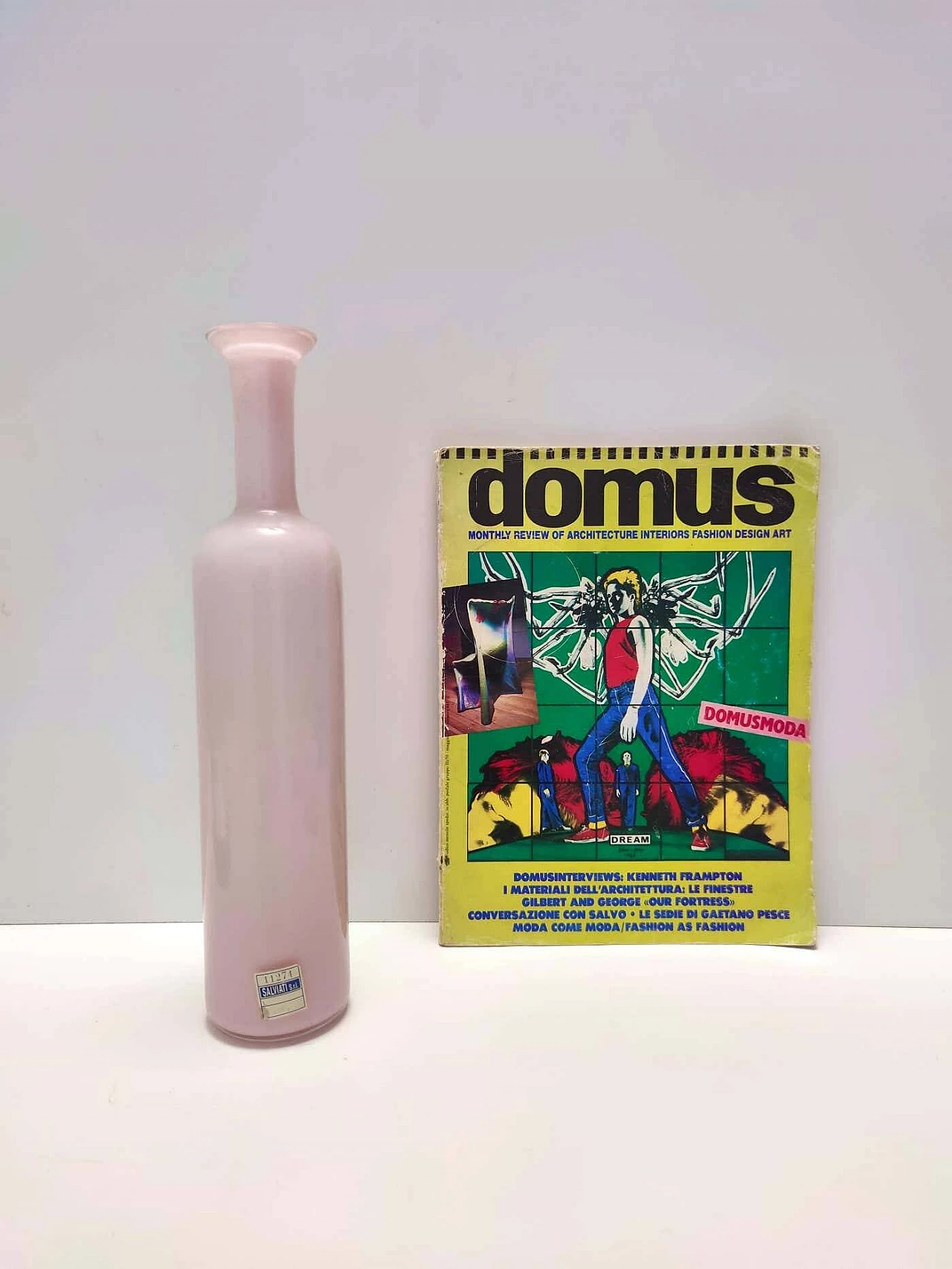 Vaso postmoderno in vetro di Murano incamiciato rosa con foglia d'oro di Salviati, anni '70 2