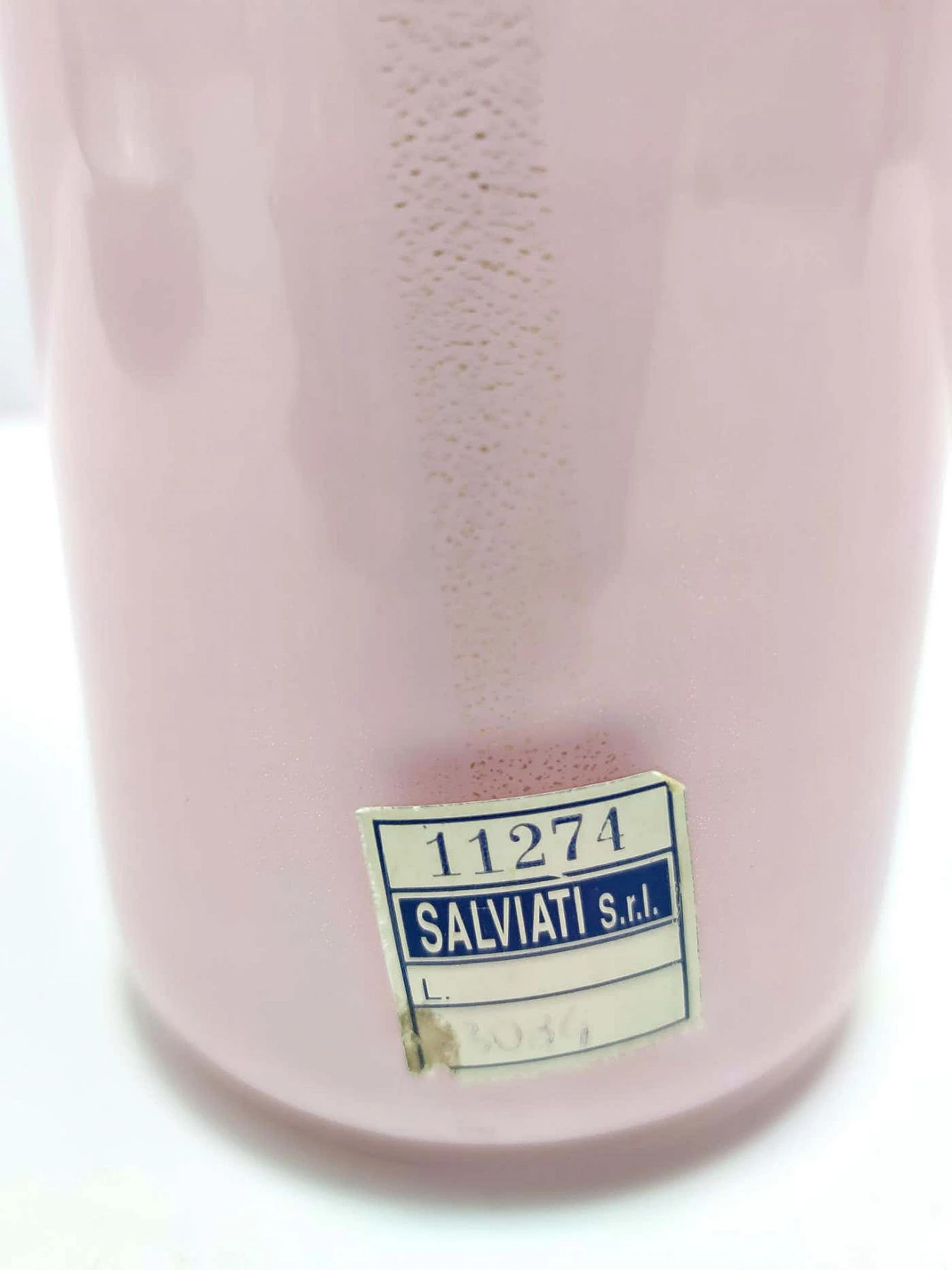 Vaso postmoderno in vetro di Murano incamiciato rosa con foglia d'oro di Salviati, anni '70 5