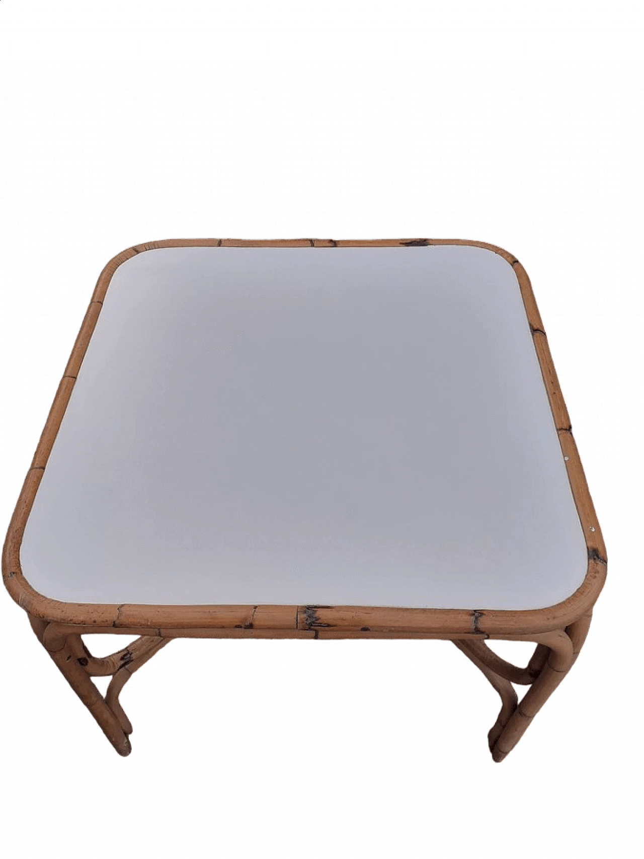 Bamboo table with white laminate top, 1990s 10