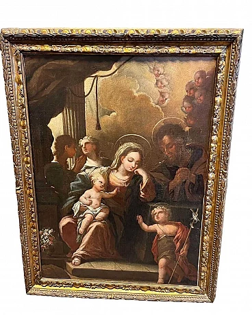 Sacra Famiglia con San Giovannino, dipinto a olio su tela