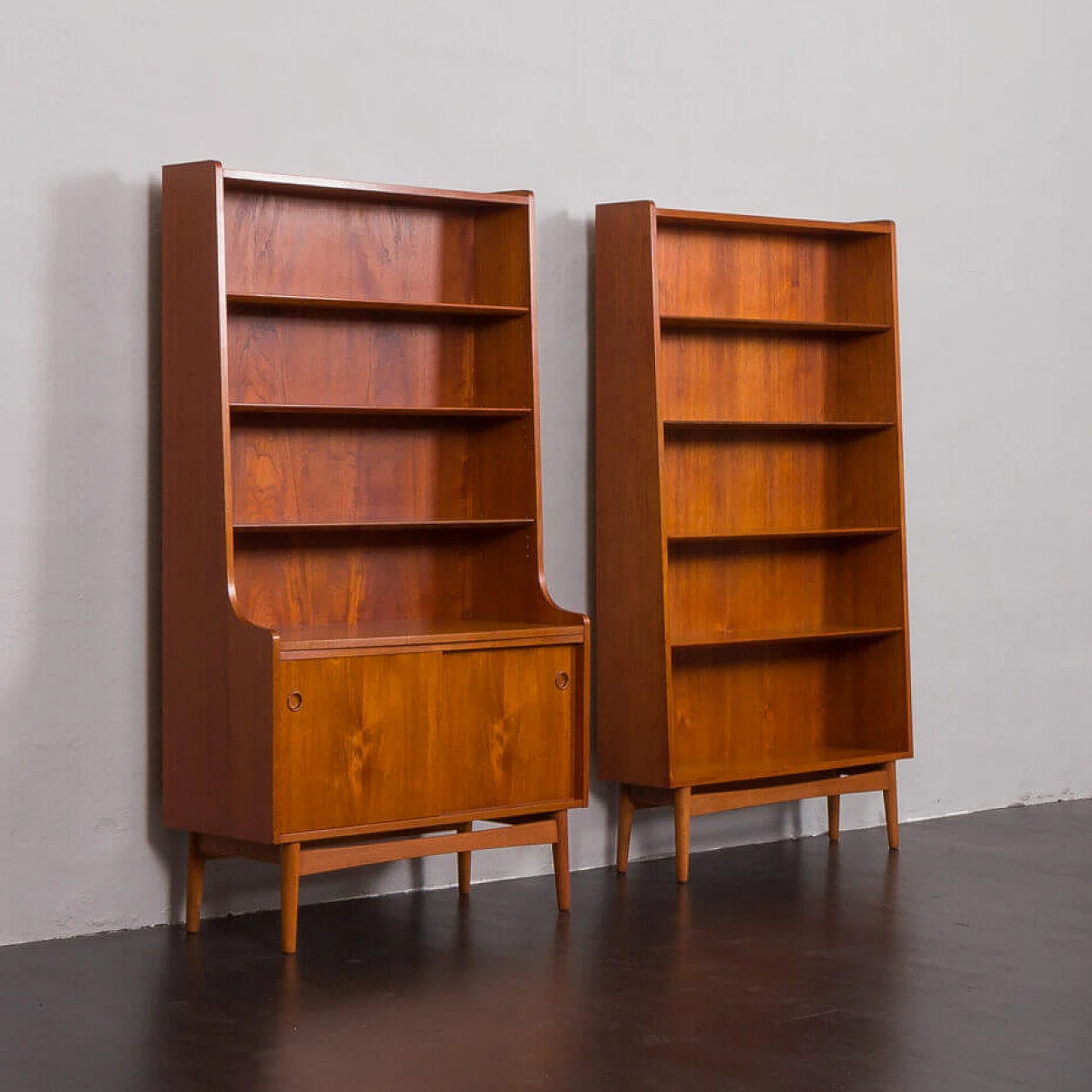 Pair of Bornholmer teak bookcases by Johannes Sorth for Nexo, 1960s 1
