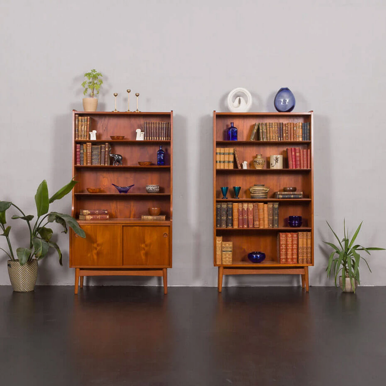 Pair of Bornholmer teak bookcases by Johannes Sorth for Nexo, 1960s 4