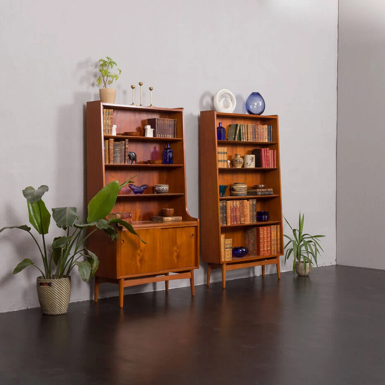 Pair of Bornholmer teak bookcases by Johannes Sorth for Nexo, 1960s 5