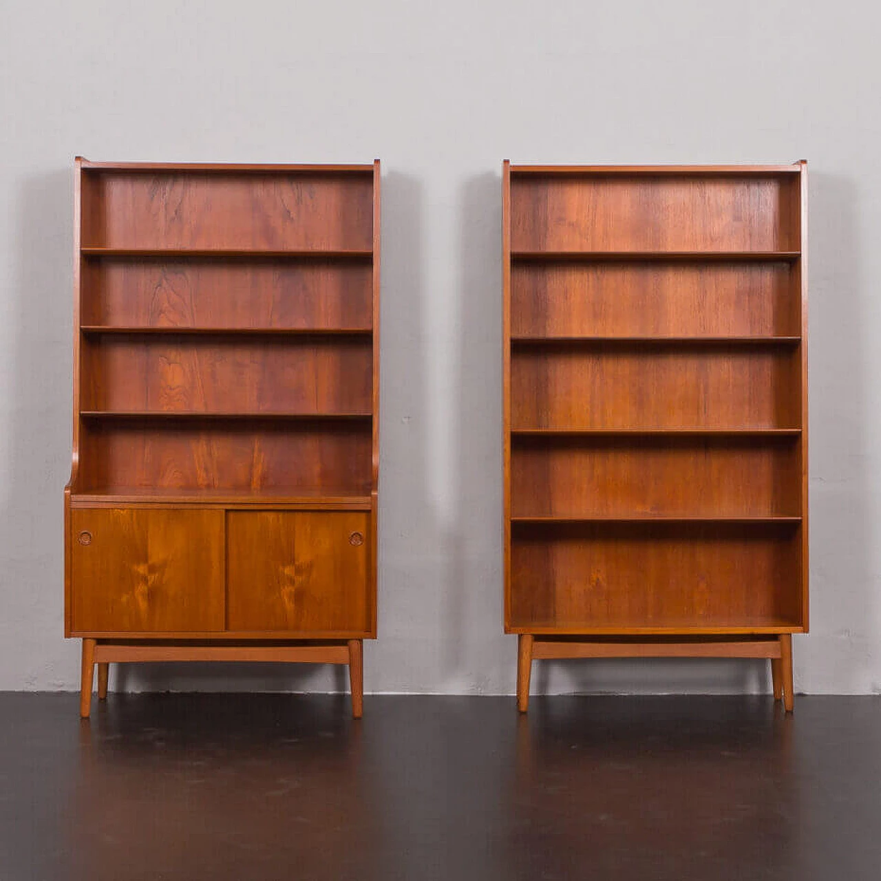 Pair of Bornholmer teak bookcases by Johannes Sorth for Nexo, 1960s 6
