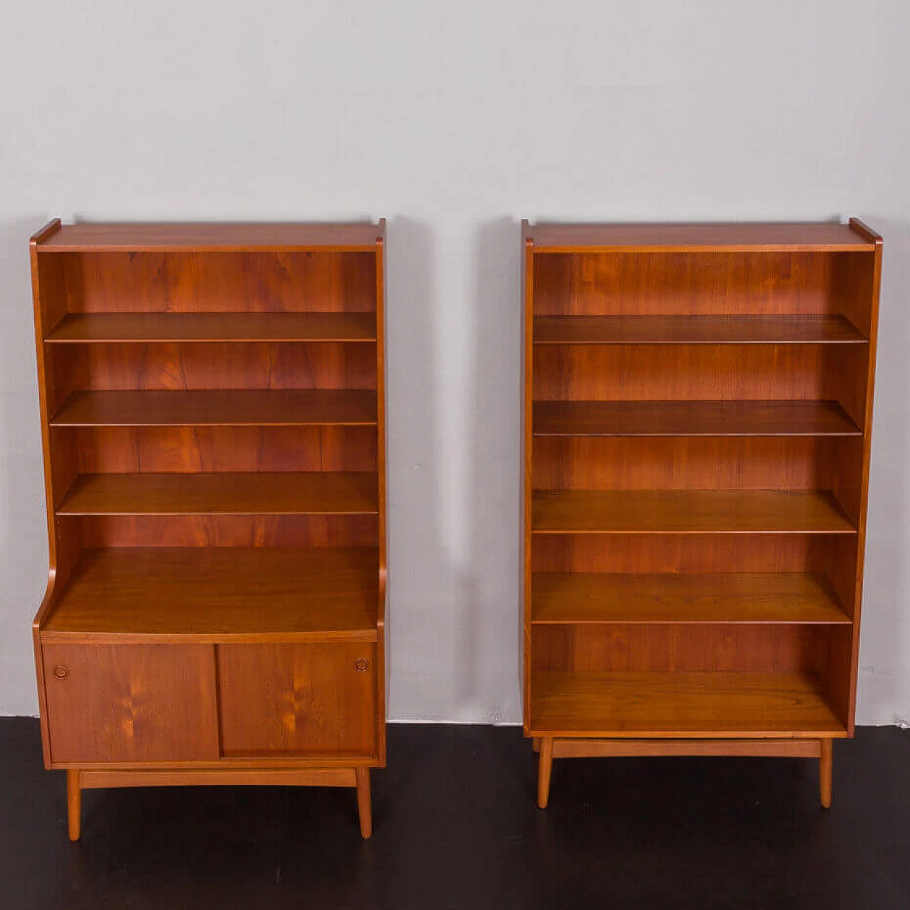 Pair of Bornholmer teak bookcases by Johannes Sorth for Nexo, 1960s 7