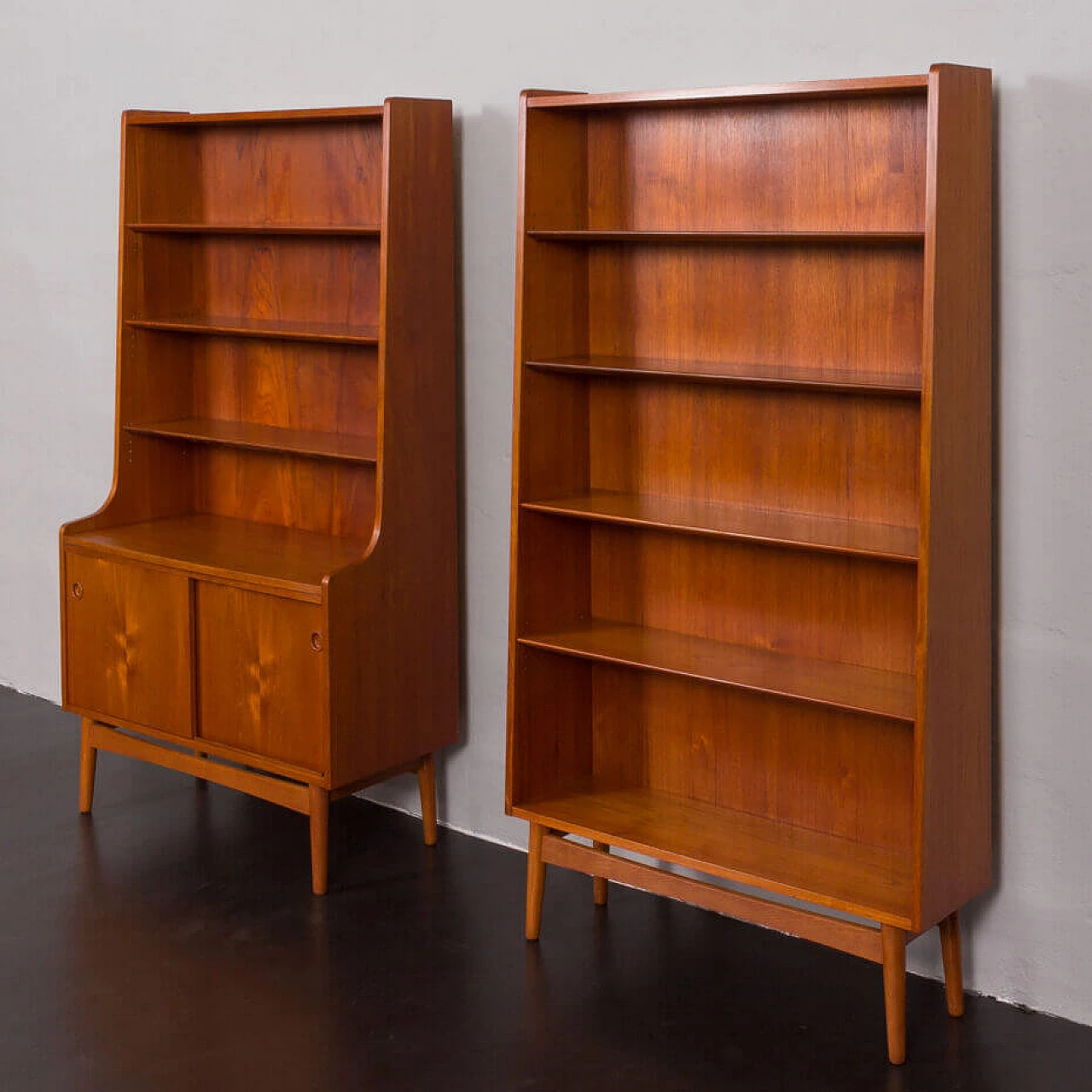 Pair of Bornholmer teak bookcases by Johannes Sorth for Nexo, 1960s 8