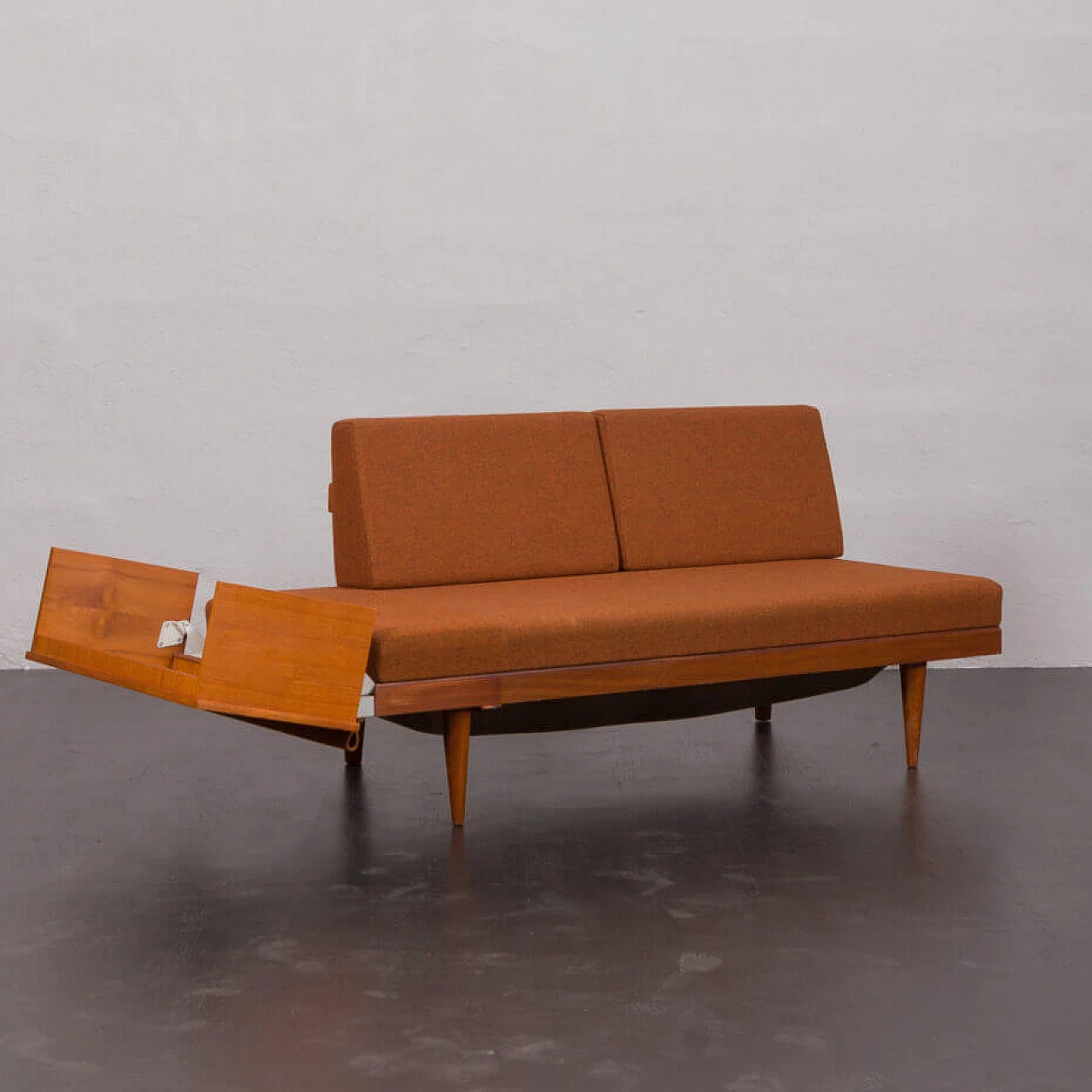 Divano letto Svane con rivestimento in lana arancione scuro di Igmar Relling per Ekornes, anni '70 2