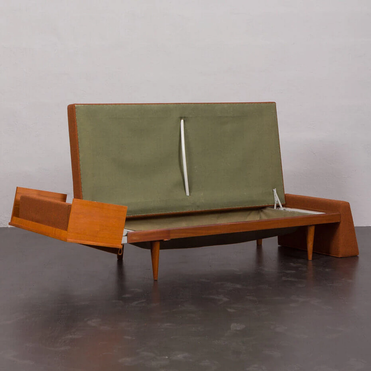 Svane daybed with dark orange wool upholstery by Igmar Relling for Ekornes, 1970s 4