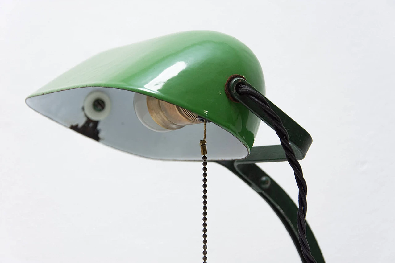 Lampada da tavolo ministeriale Art Déco in metallo verde, anni '30 3