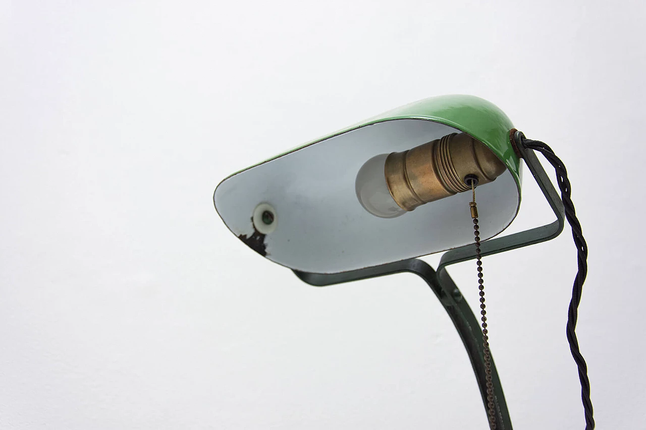 Art Deco green metal ministerial table lamp, 1930s 6