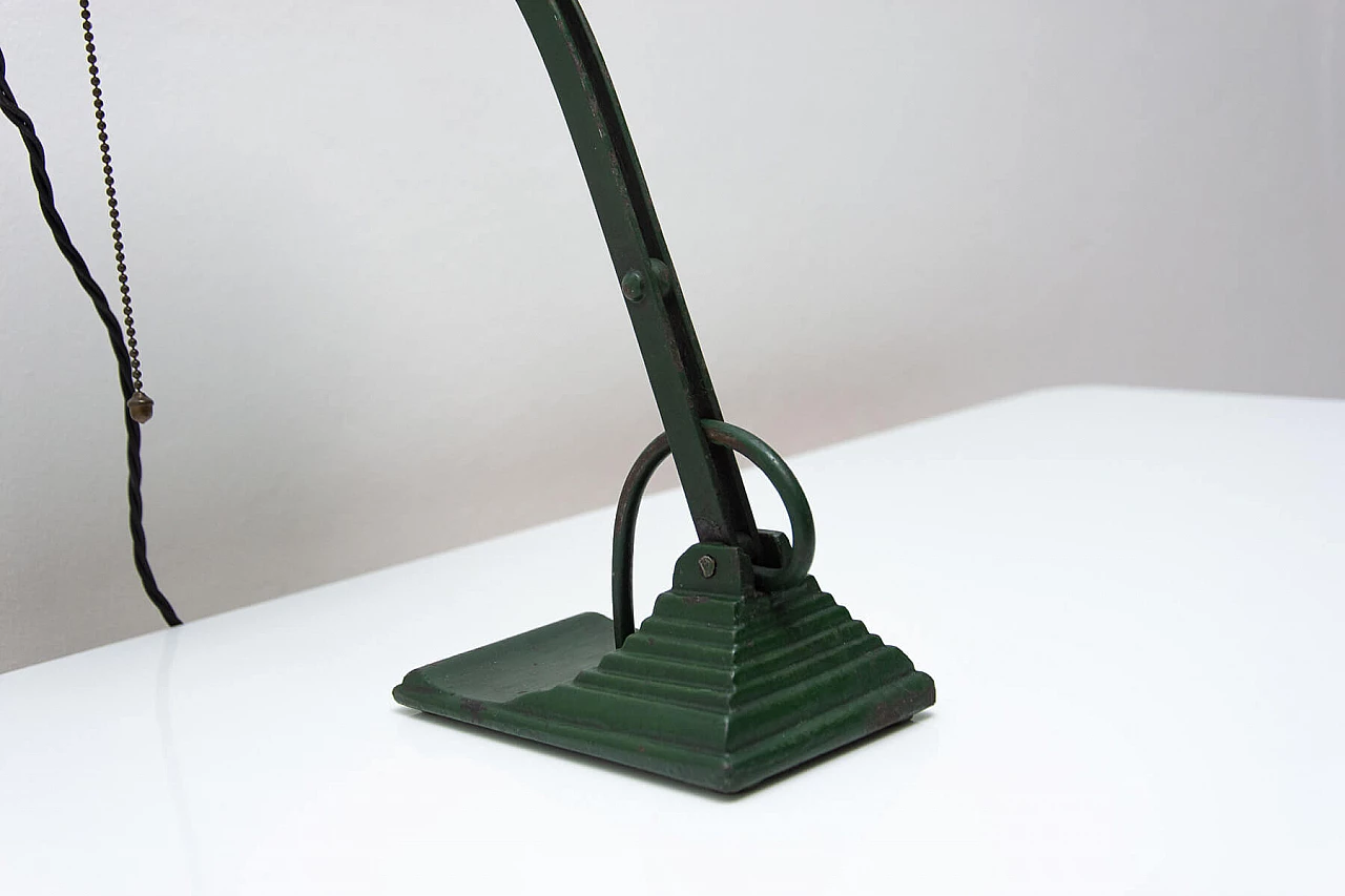 Art Deco green metal ministerial table lamp, 1930s 9