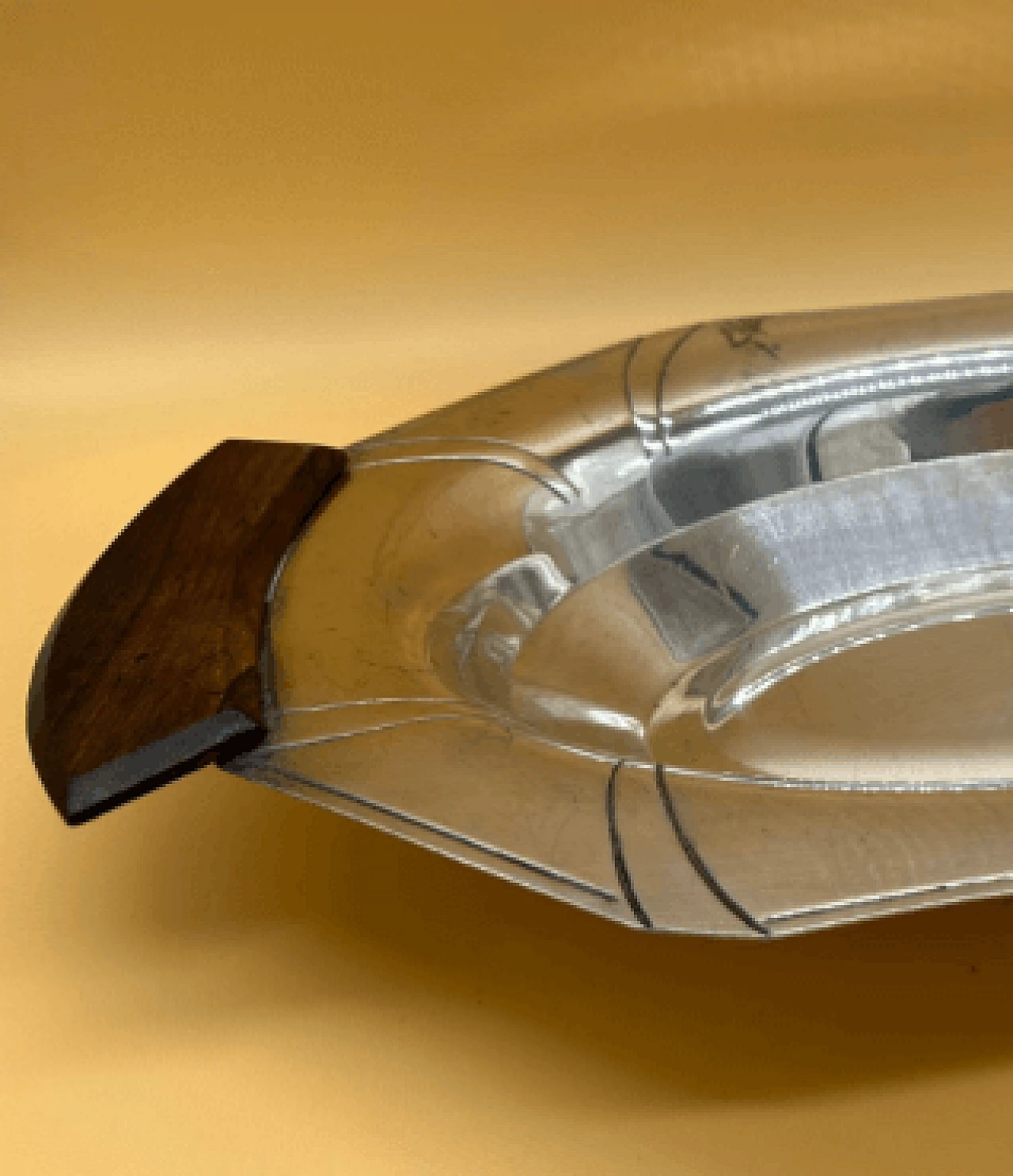 Vassoio Art Déco in metallo e legno macassar, inizio '900 3