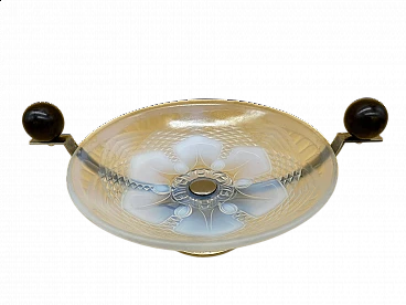 Centrotavola Art Déco in vetro e legno macassar, inizio '900