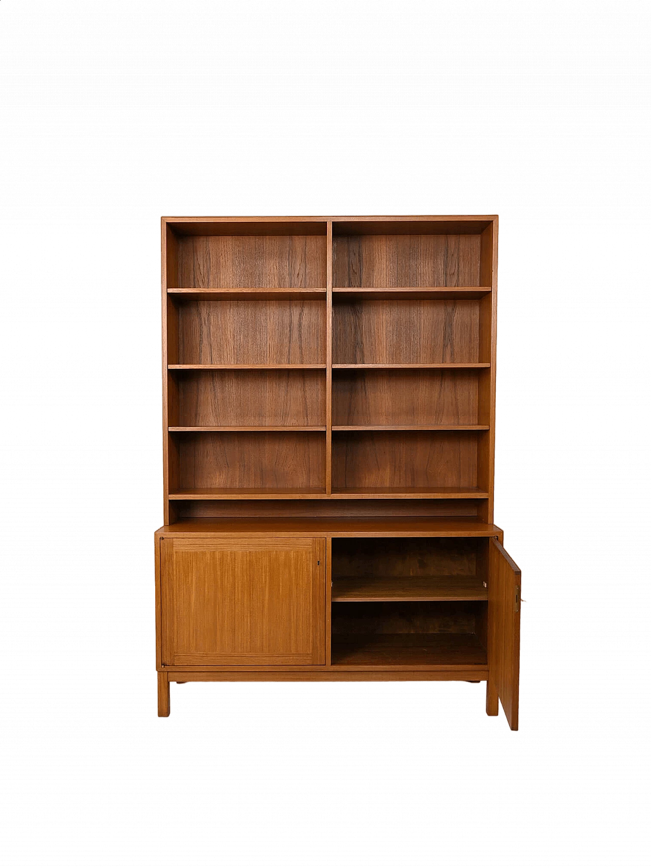 Libreria in teak con mobiletto ad ante battenti, anni '60 13