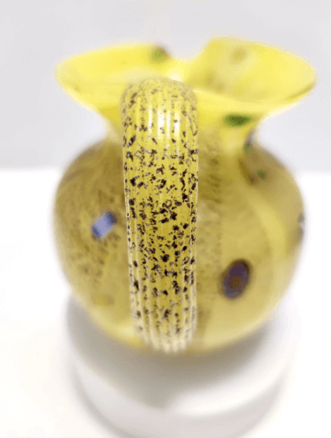 Yellow glass pitcher with murrine and silver specks, 1980s 5