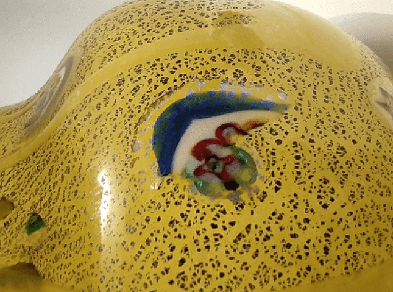 Yellow glass pitcher with murrine and silver specks, 1980s 7