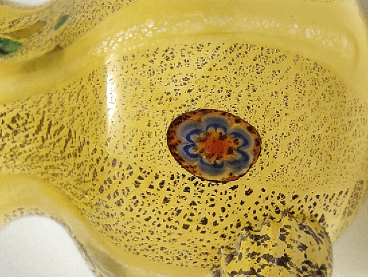 Yellow glass pitcher with murrine and silver specks, 1980s 10