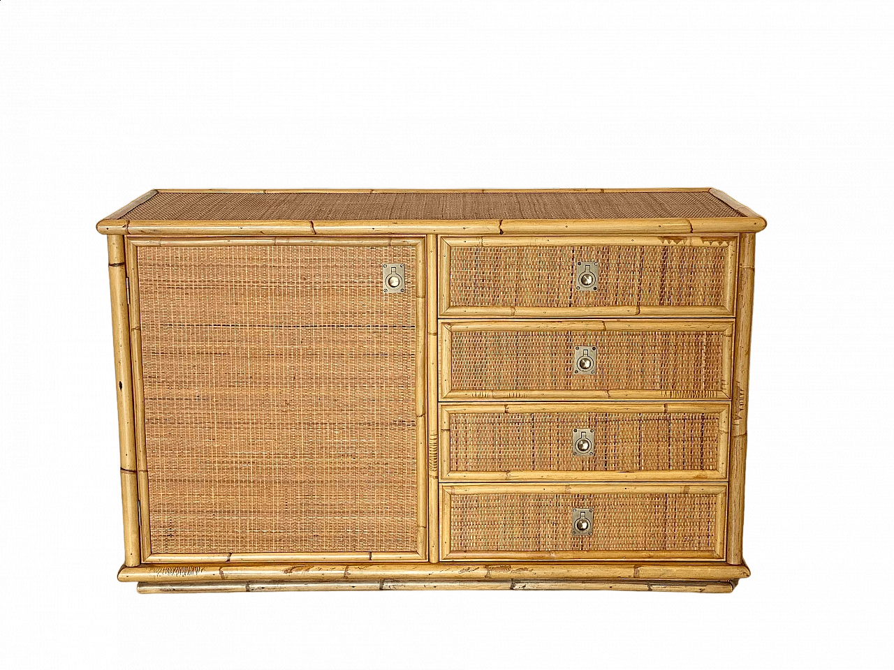 Wicker and bamboo sideboard by Dal Vera, 1970s 10