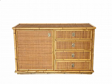 Wicker and bamboo sideboard by Dal Vera, 1970s