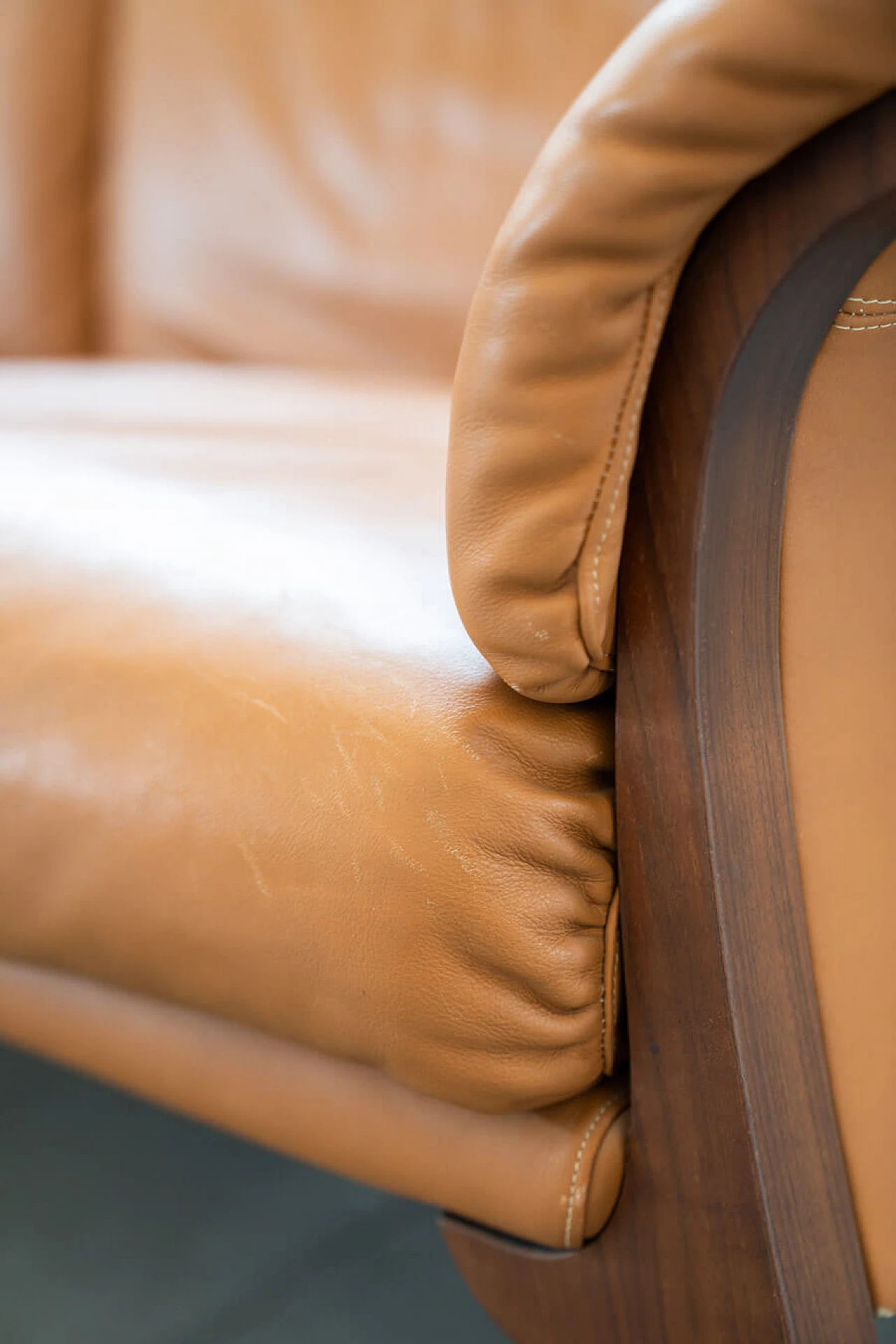 Cognac-coloured leather sofa by Poltrona Frau, 1980s 7