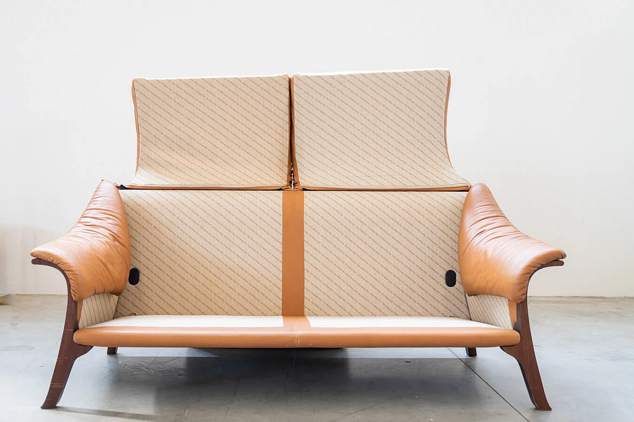Cognac-coloured leather sofa by Poltrona Frau, 1980s 23