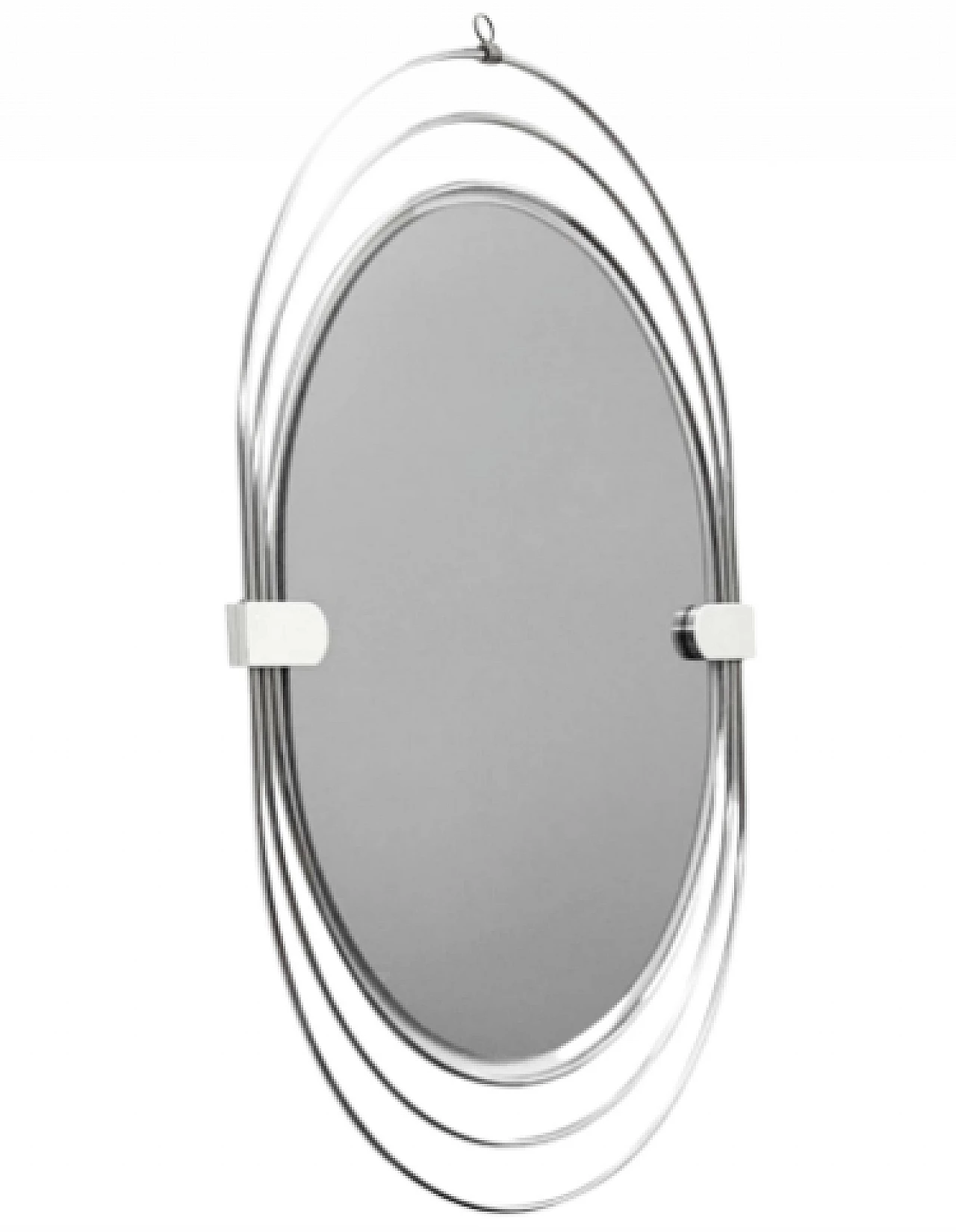 Specchio in acciaio e vetro fumé attribuito a Gaetano Sciolari, anni '70 1