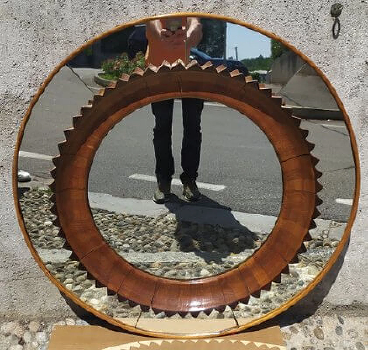 Round beech mirror by Fratelli Marelli/Framar, 1940s 1