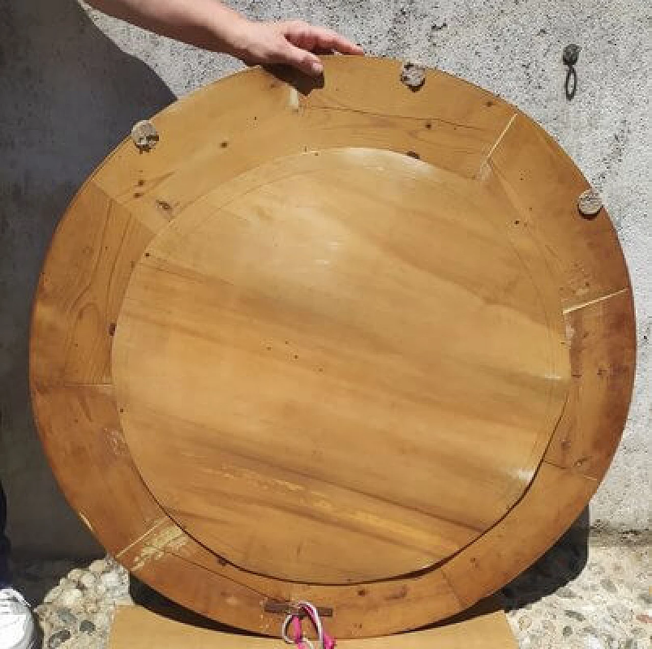 Round beech mirror by Fratelli Marelli/Framar, 1940s 7