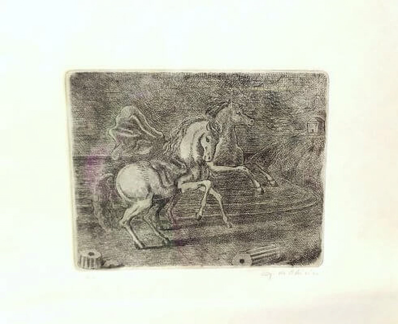 Giorgio de Chirico, Horses, engraving, 1950 1