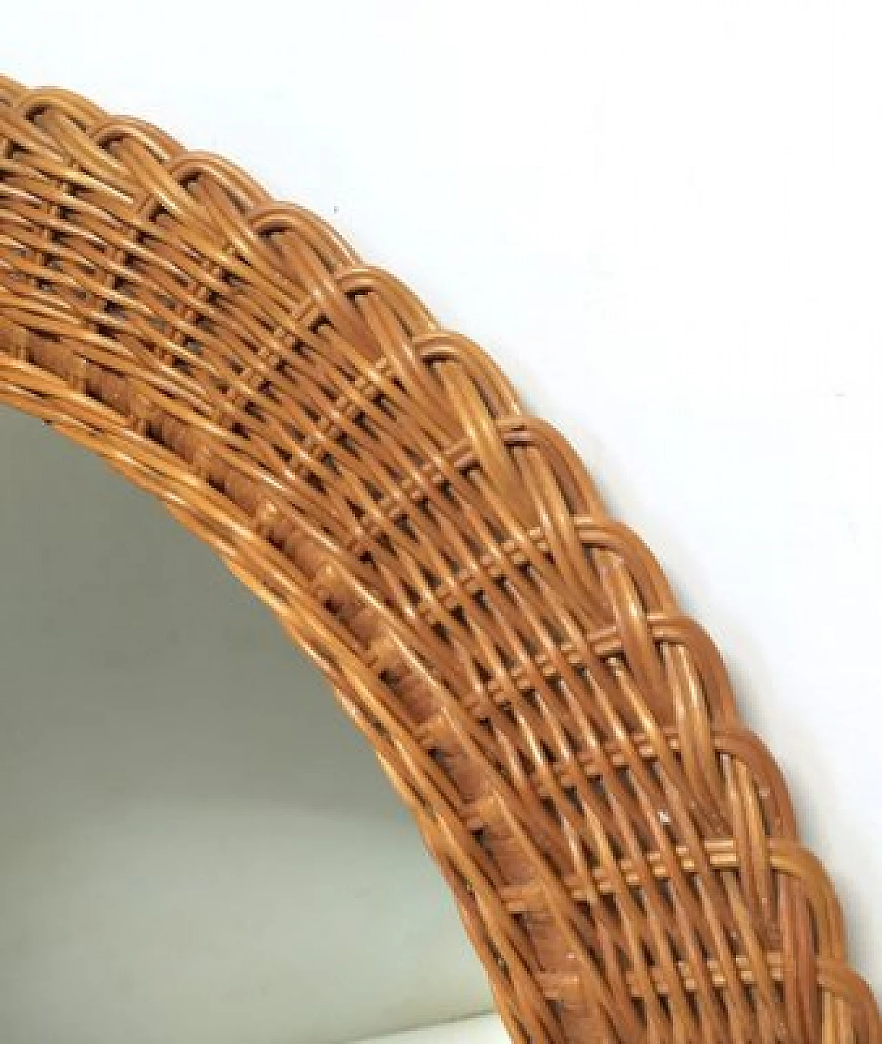 Round wicker wall mirror attributed to Franco Albini, 1950s 6