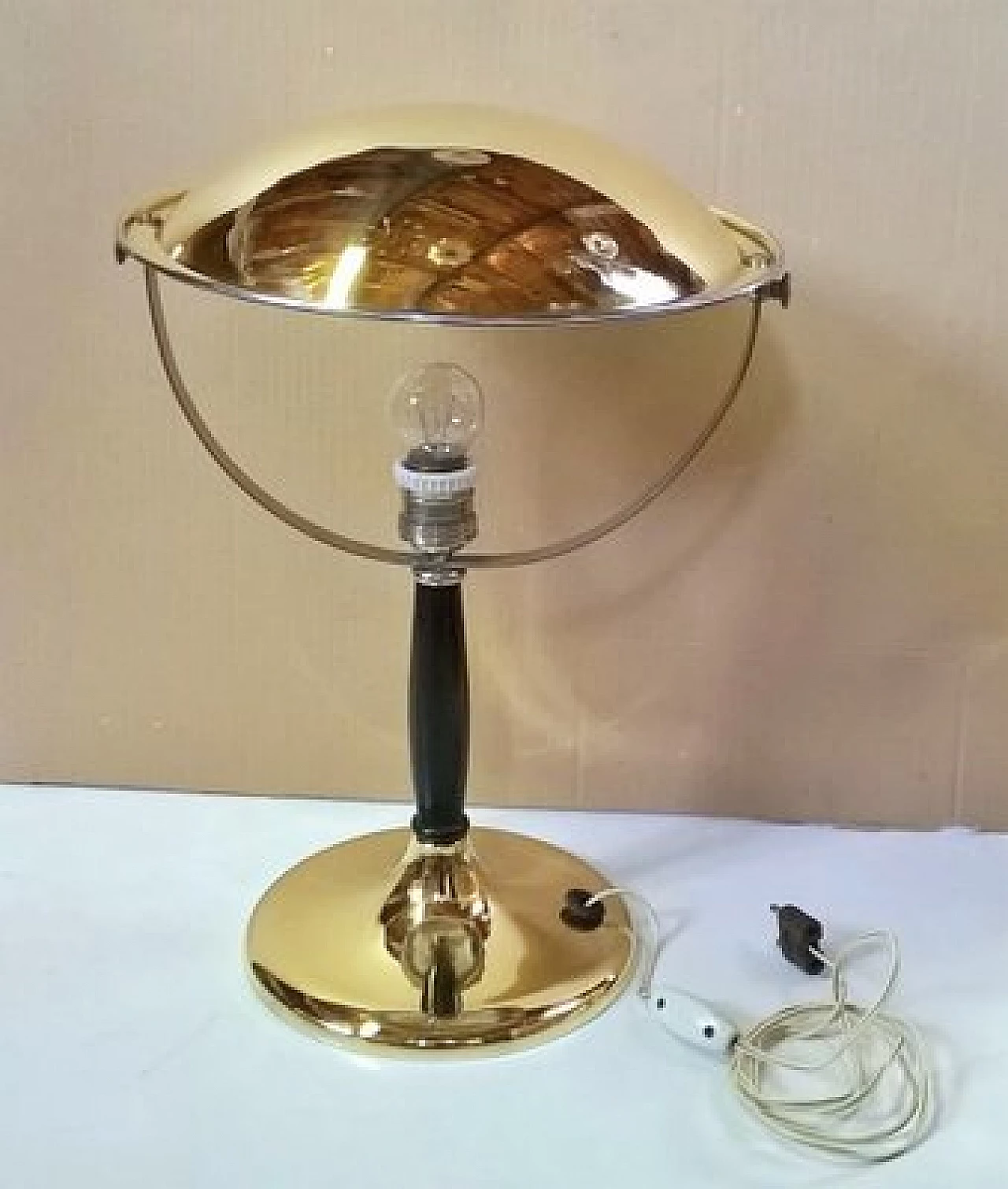 Brass table lamp by Gardoncini for Zerowatt, 1940s 5