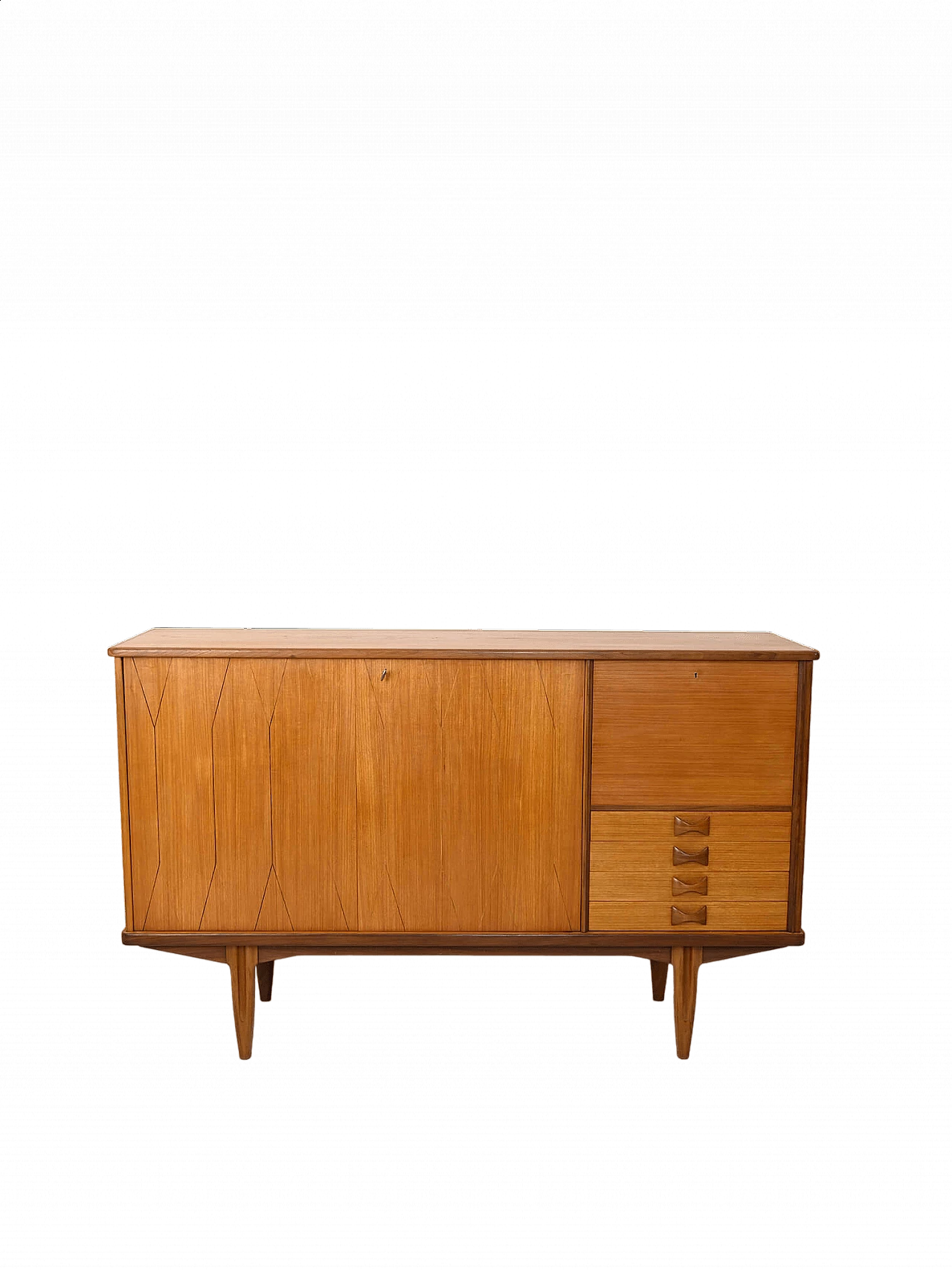 Credenza scandinava in legno con ante e cassetti, anni '60 16