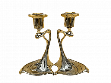 Coppia di candelieri con foglia di pigne di WMF