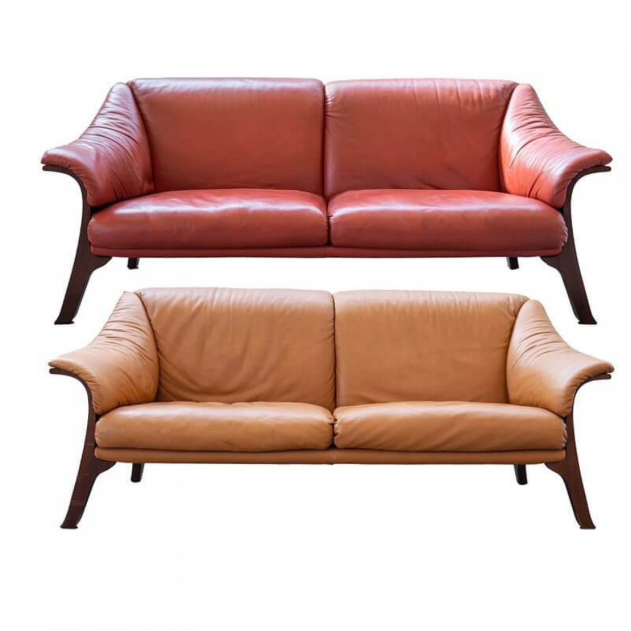 Pair of leather sofas by Poltrona Frau, 1980s 1