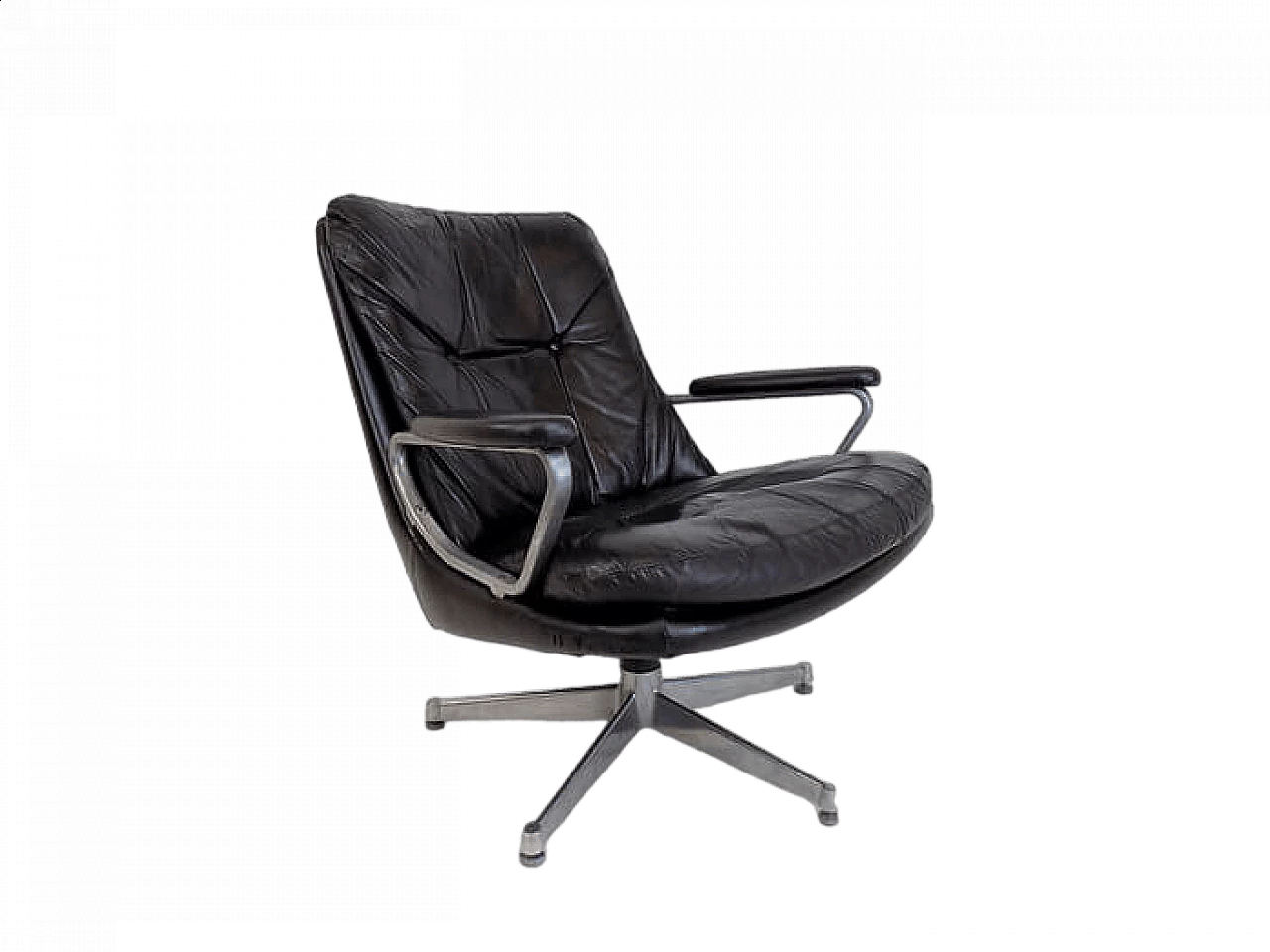 Gentilina leather and stainless steel chair by Andre Vandenbeuck for Strässle, 1960s 16