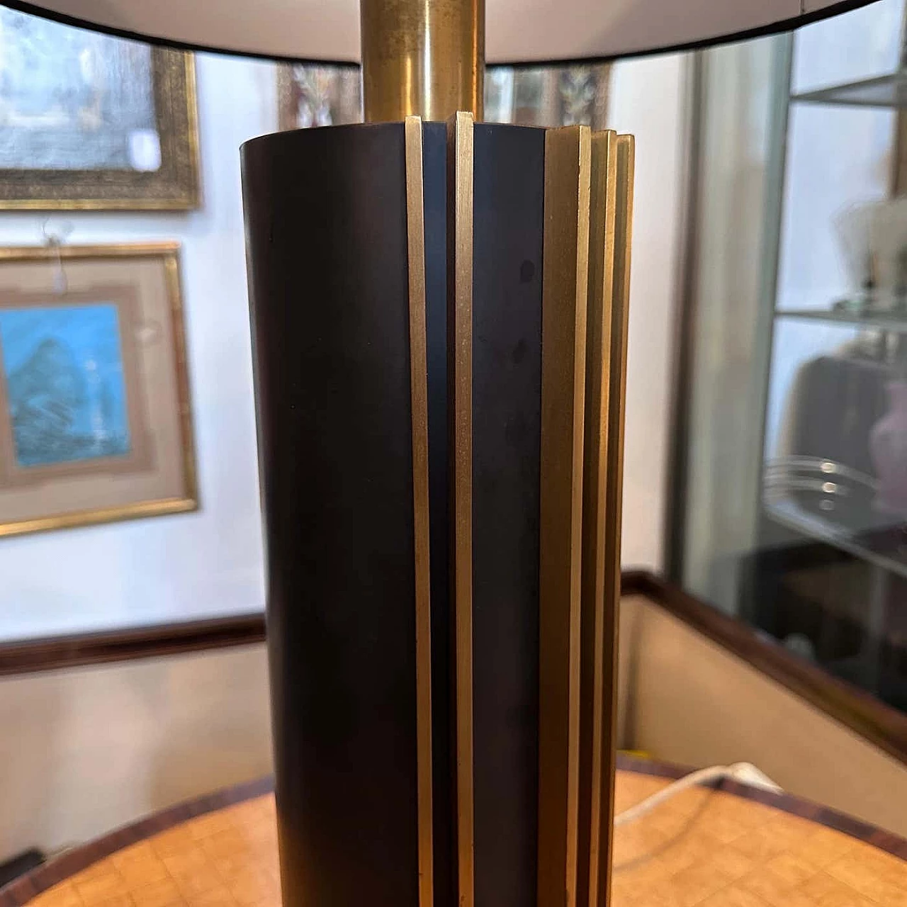 Metal and brass table lamp by Gaetano Sciolari, 1970s 2