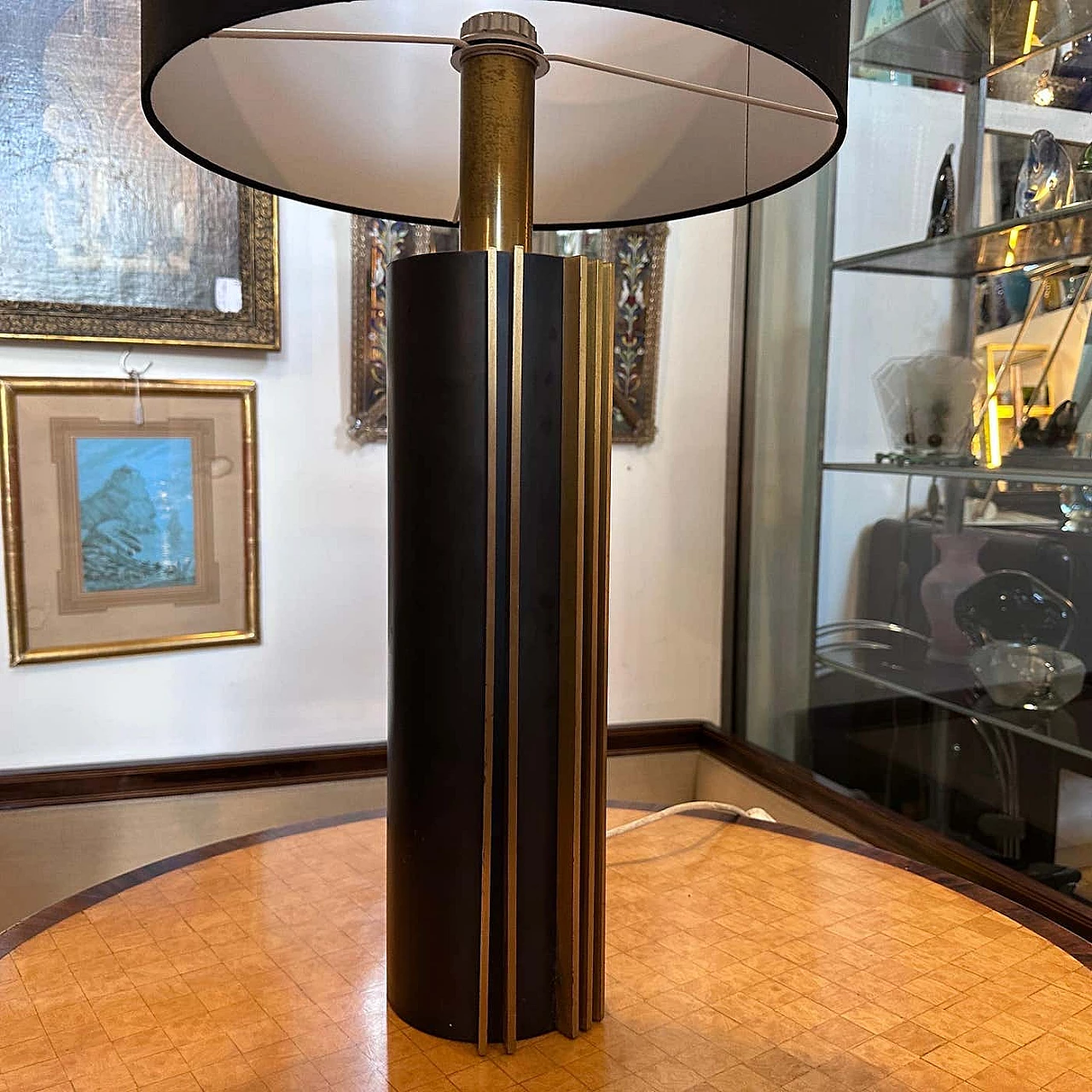 Metal and brass table lamp by Gaetano Sciolari, 1970s 8