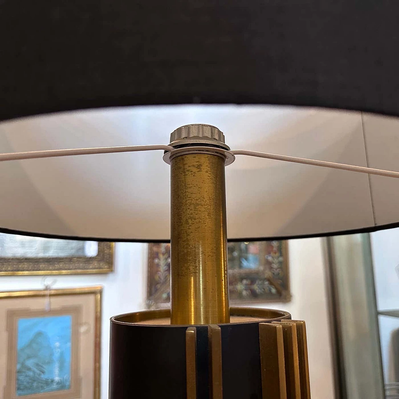 Metal and brass table lamp by Gaetano Sciolari, 1970s 9