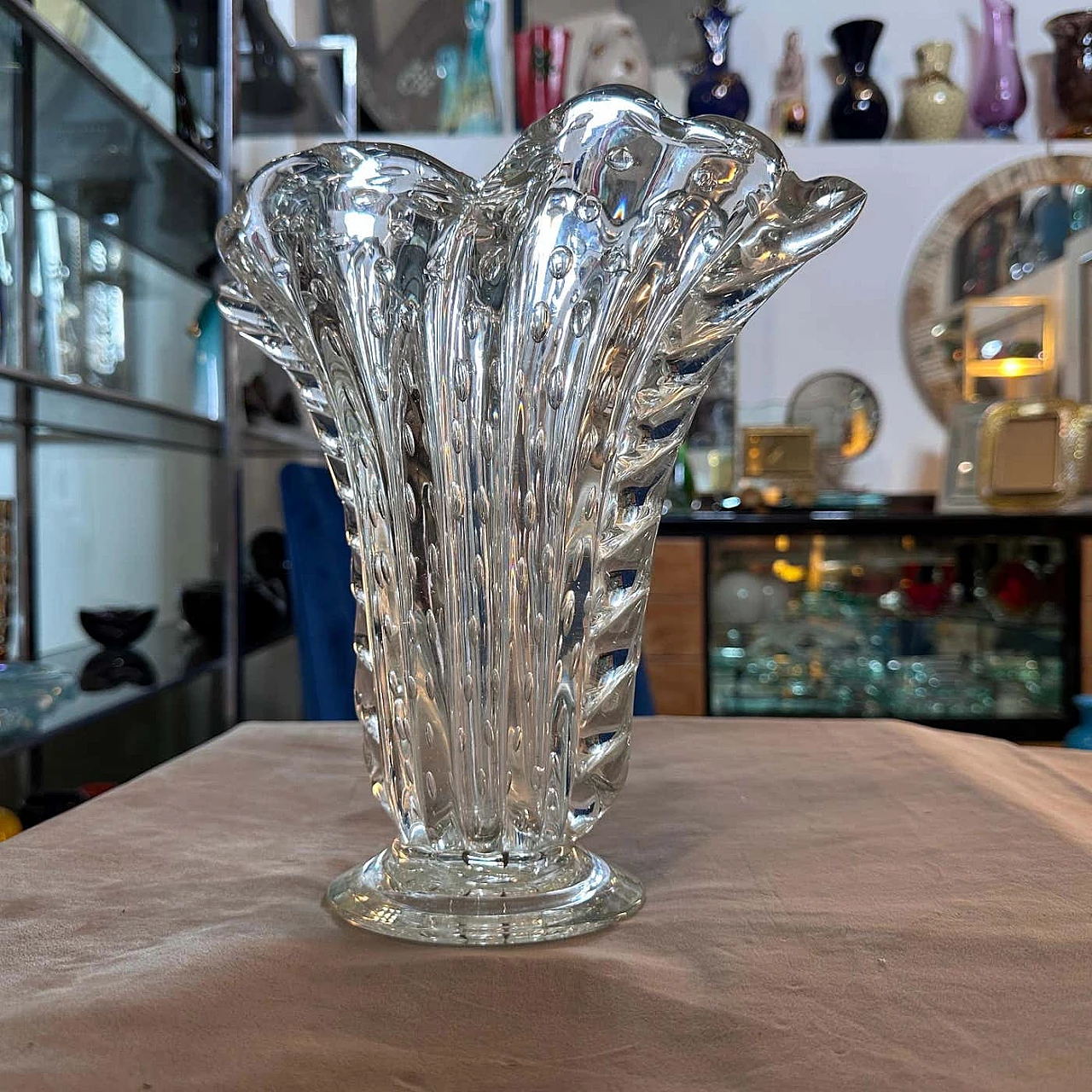 Murano glass bullicante vase by Barovier, 1950s 6